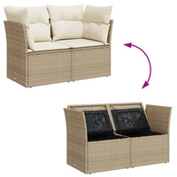 Thumbnail for Gartensofa mit Kissen 2-Sitzer Beige Poly Rattan