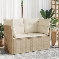 Thumbnail for Gartensofa mit Kissen 2-Sitzer Beige Poly Rattan