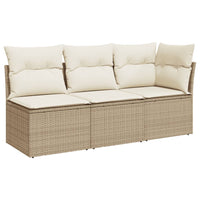 Thumbnail for Gartensofa mit Kissen 3-Sitzer Beige Poly Rattan