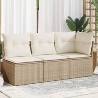 Thumbnail for Gartensofa mit Kissen 3-Sitzer Beige Poly Rattan