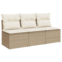 Thumbnail for Gartensofa mit Kissen 3-Sitzer Beige Poly Rattan