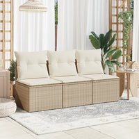 Thumbnail for Gartensofa mit Kissen 3-Sitzer Beige Poly Rattan