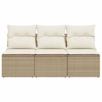 Thumbnail for Gartensofa mit Kissen 3-Sitzer Beige Poly Rattan