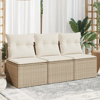 Thumbnail for Gartensofa mit Kissen 3-Sitzer Beige Poly Rattan