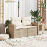 Thumbnail for Gartensofa mit Kissen 2-Sitzer Beige Poly Rattan