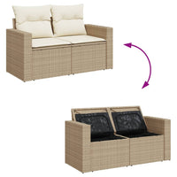 Thumbnail for Gartensofa mit Kissen 2-Sitzer Beige Poly Rattan
