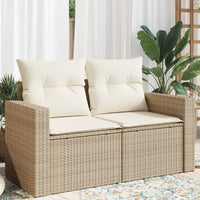 Thumbnail for Gartensofa mit Kissen 2-Sitzer Beige Poly Rattan