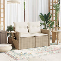 Thumbnail for Gartensofa mit Kissen 2-Sitzer Beige Poly Rattan