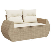Thumbnail for Gartensofa mit Kissen 2-Sitzer Beige Poly Rattan