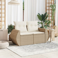 Thumbnail for Gartensofa mit Kissen 2-Sitzer Beige Poly Rattan