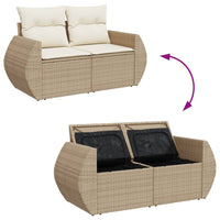 Thumbnail for Gartensofa mit Kissen 2-Sitzer Beige Poly Rattan