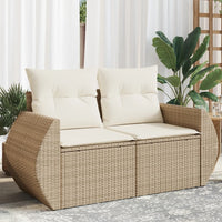 Thumbnail for Gartensofa mit Kissen 2-Sitzer Beige Poly Rattan