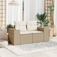 Thumbnail for Gartensofa mit Kissen 2-Sitzer Beige Poly Rattan