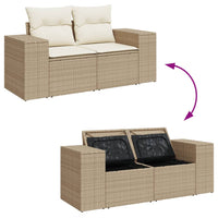 Thumbnail for Gartensofa mit Kissen 2-Sitzer Beige Poly Rattan