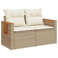 Thumbnail for Gartensofa mit Kissen 2-Sitzer Beige Poly Rattan