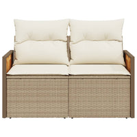 Thumbnail for Gartensofa mit Kissen 2-Sitzer Beige Poly Rattan