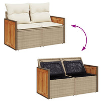 Thumbnail for Gartensofa mit Kissen 2-Sitzer Beige Poly Rattan