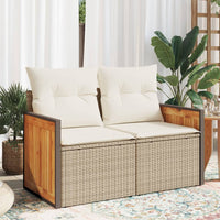 Thumbnail for Gartensofa mit Kissen 2-Sitzer Beige Poly Rattan
