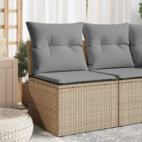 Thumbnail for Gartensofa ohne Armlehnen mit Kissen Beige Poly Rattan