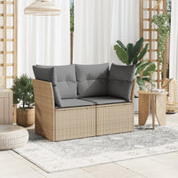 Thumbnail for Gartensofa mit Kissen 2-Sitzer Beige Poly Rattan