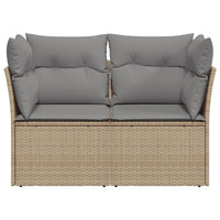 Thumbnail for Gartensofa mit Kissen 2-Sitzer Beige Poly Rattan