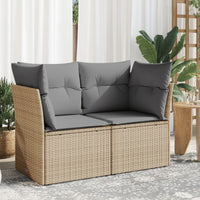 Thumbnail for Gartensofa mit Kissen 2-Sitzer Beige Poly Rattan
