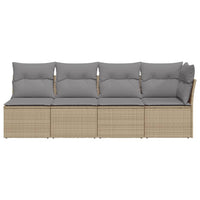 Thumbnail for Gartensofa mit Kissen 4-Sitzer Beige Poly Rattan