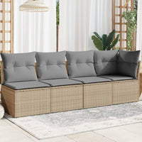 Thumbnail for Gartensofa mit Kissen 4-Sitzer Beige Poly Rattan