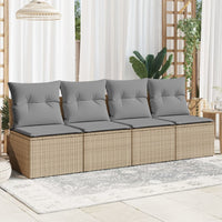 Thumbnail for Gartensofa mit Kissen 4-Sitzer Beige Poly Rattan