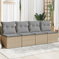 Thumbnail for Gartensofa mit Kissen 4-Sitzer Beige Poly Rattan