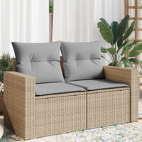 Thumbnail for Gartensofa mit Kissen 2-Sitzer Beige Poly Rattan