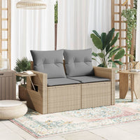 Thumbnail for Gartensofa mit Kissen 2-Sitzer Beige Poly Rattan