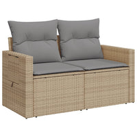 Thumbnail for Gartensofa mit Kissen 2-Sitzer Beige Poly Rattan