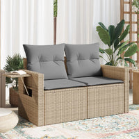 Thumbnail for Gartensofa mit Kissen 2-Sitzer Beige Poly Rattan