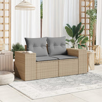 Thumbnail for Gartensofa mit Kissen 2-Sitzer Beige Poly Rattan