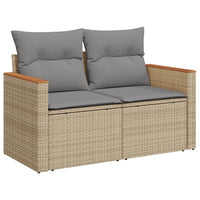 Thumbnail for Gartensofa mit Kissen 2-Sitzer Beige Poly Rattan