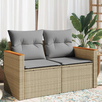 Thumbnail for Gartensofa mit Kissen 2-Sitzer Beige Poly Rattan