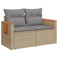 Thumbnail for Gartensofa mit Kissen 2-Sitzer Beige Poly Rattan