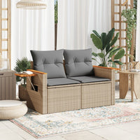 Thumbnail for Gartensofa mit Kissen 2-Sitzer Beige Poly Rattan