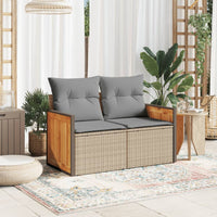 Thumbnail for Gartensofa mit Kissen 2-Sitzer Beige Poly Rattan