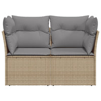 Thumbnail for Gartensofa mit Kissen 2-Sitzer Beige Poly Rattan