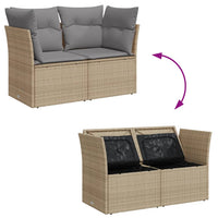 Thumbnail for Gartensofa mit Kissen 2-Sitzer Beige Poly Rattan