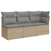 Thumbnail for Gartensofa mit Kissen 3-Sitzer Beige Poly Rattan