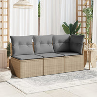 Thumbnail for Gartensofa mit Kissen 3-Sitzer Beige Poly Rattan