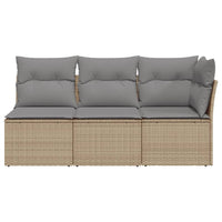 Thumbnail for Gartensofa mit Kissen 3-Sitzer Beige Poly Rattan