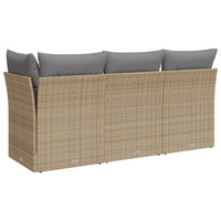 Thumbnail for Gartensofa mit Kissen 3-Sitzer Beige Poly Rattan