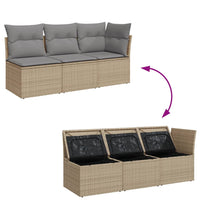 Thumbnail for Gartensofa mit Kissen 3-Sitzer Beige Poly Rattan