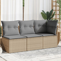 Thumbnail for Gartensofa mit Kissen 3-Sitzer Beige Poly Rattan