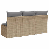 Thumbnail for Gartensofa mit Kissen 3-Sitzer Beige Poly Rattan