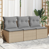 Thumbnail for Gartensofa mit Kissen 3-Sitzer Beige Poly Rattan
